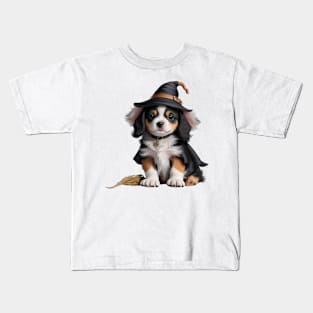 Cute Puppy Witch Kids T-Shirt